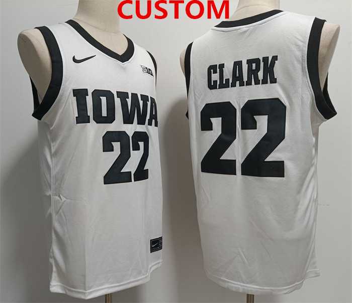 Men%27s Iowa Hawkeyes Custom White Stitched Jersey_